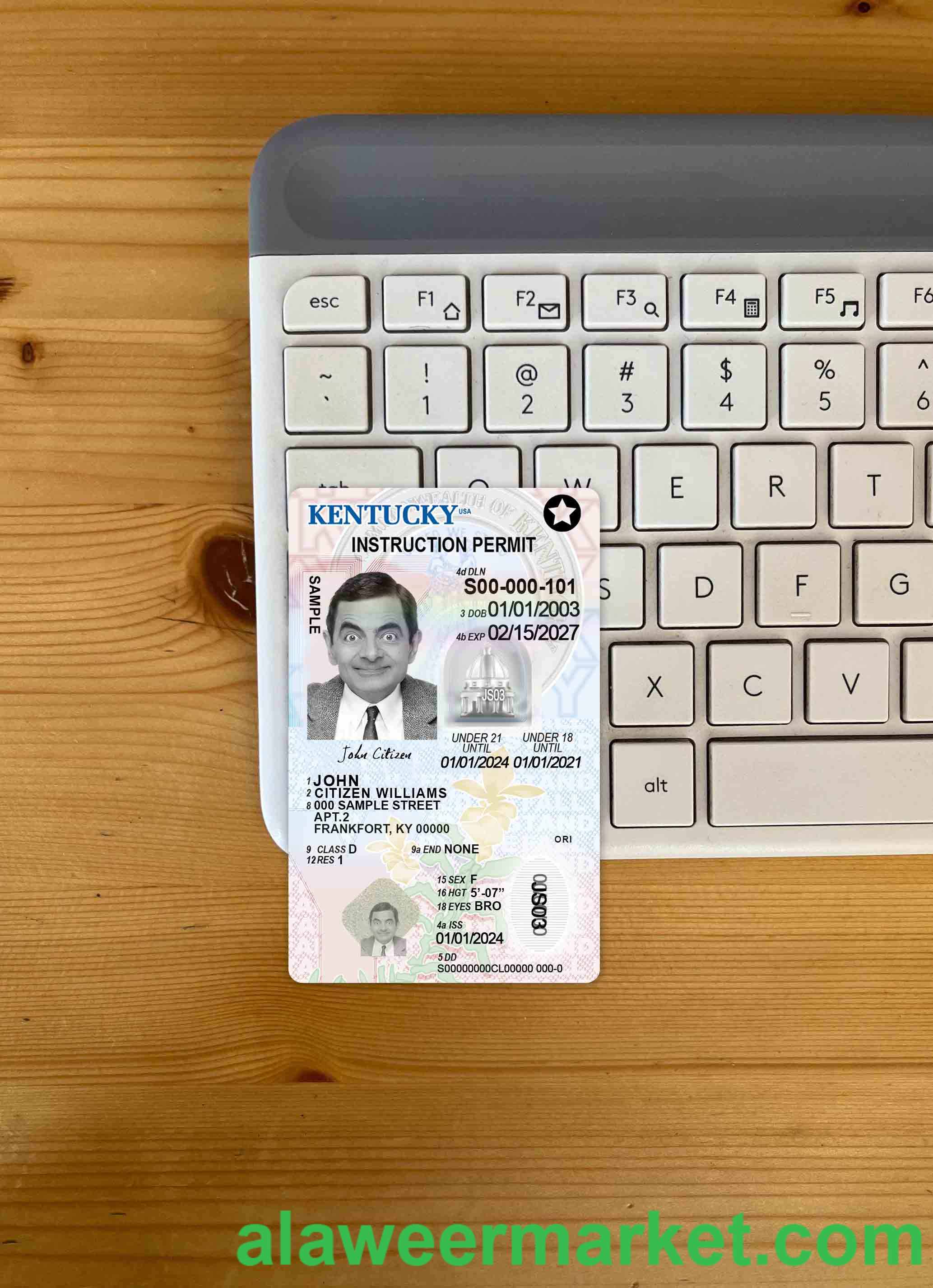 USA Kentucky driving license under 21 photolook FRONT